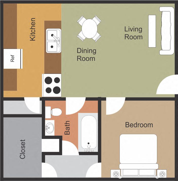 1 Bed 1 Bath A